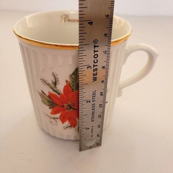 Original Czechoslovakia Crown D DECEMBER Flower of The Month POINSETTIA Mug Cup - Picture 7 of 8